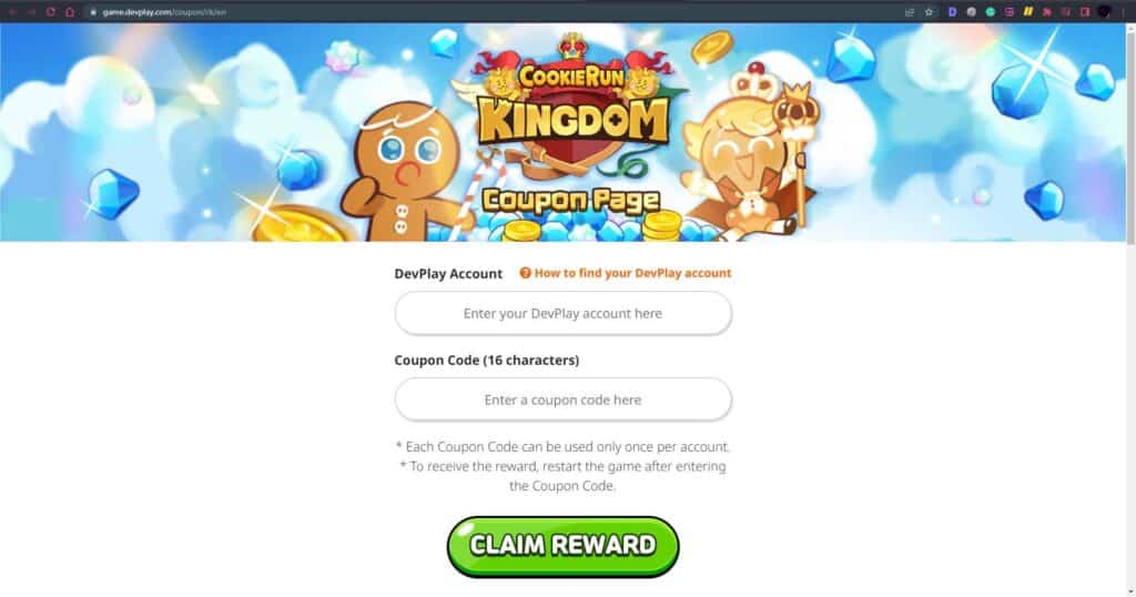 Cookie Run Kingdom Codes Page